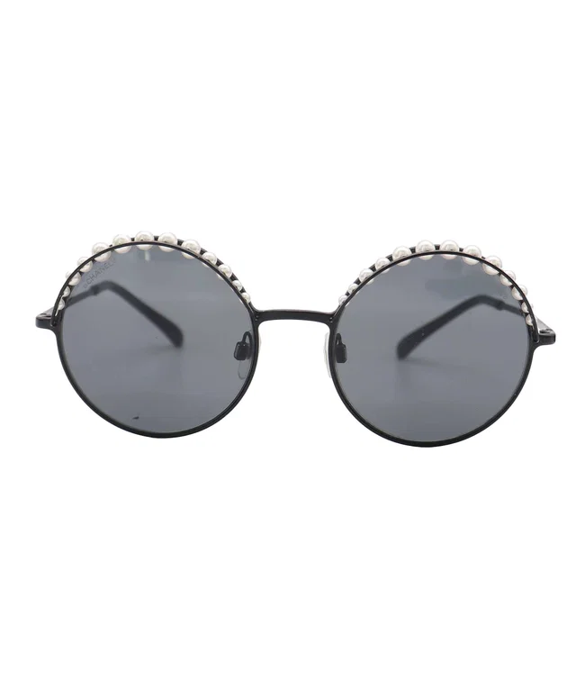 Chanel Pearl Embellished Round Black in Black from Luxury Promise
