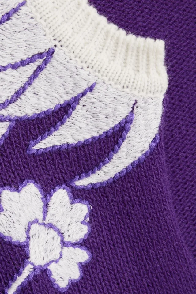 Valentino Garavani Embroidered Virgin Wool Sweater in Purple, photo 5 of 5 from THE OUTNET