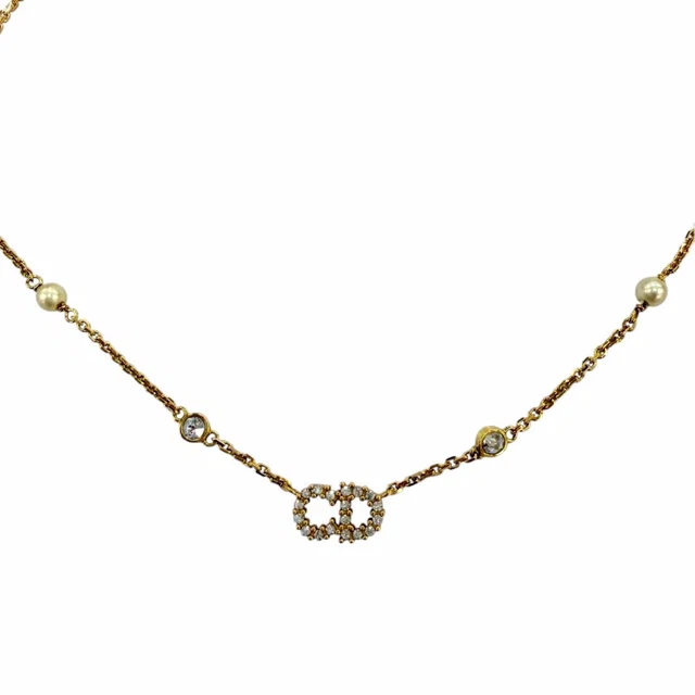 Dior Clair D Lune Necklace Eco Pearl Rhinestone Gold in Gold from The Reluxe