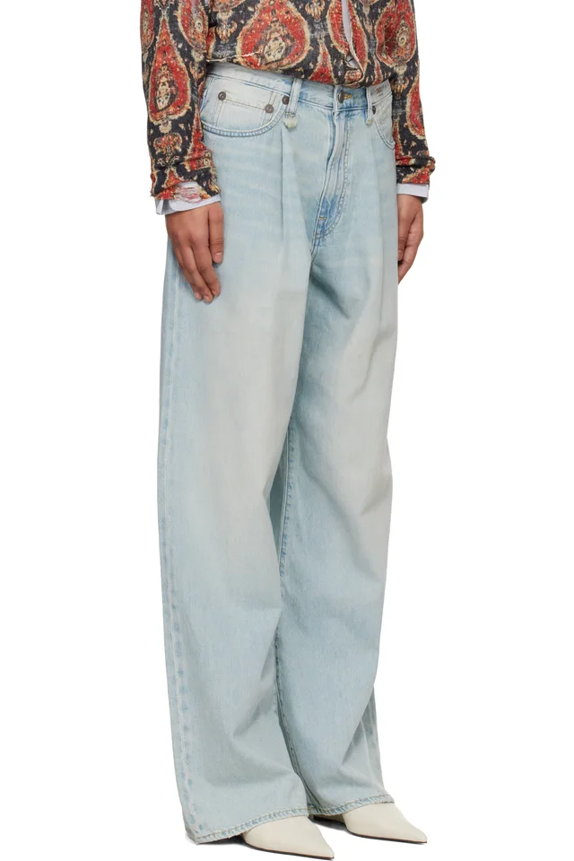 R13 Blue Wide Leg Damon Pleated Jeans, photo 2 of 4 from SSENSE