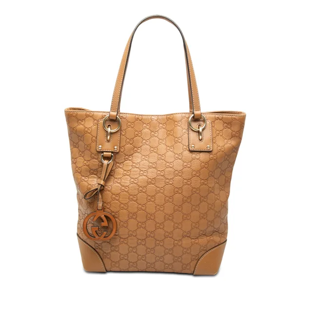 Brown Gucci Medium Guccissima GG Charm Tote in Brown Leather from Designer Revival