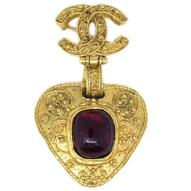 Chanel Gripoix Brooch Pin Gold 94A in Gold from AMORE Vintage Tokyo
