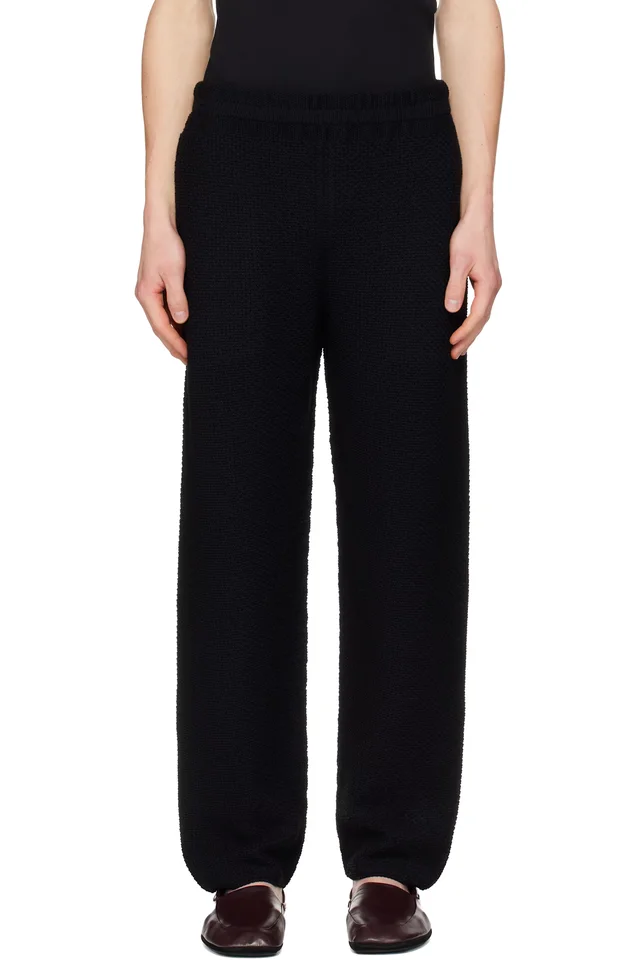 HOMME PLISSÉ ISSEY MIYAKE Black Rustic Knit Sweatpants, image 1 of 1 from SSENSE