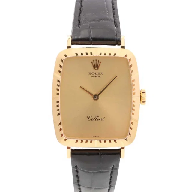 Rolex Cellini 23mm 4080/8 Manual Winding Champagne in Leather from VINTAGE QOO TOKYO
