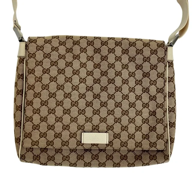 Gucci GG Canvas Messenger Bag Beige in Beige Canvas from The Reluxe