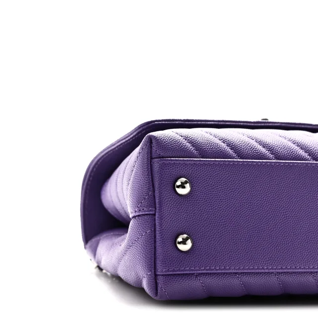 Chanel Caviar Chevron Quilted Mini Coco Handle Flap Purple in Purple Caviar leather from FASHIONPHILE, photo 9 of 10