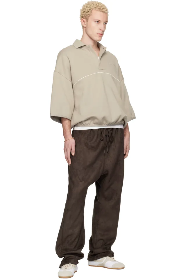 Fear of God ESSENTIALS Taupe Active Trace 3/4 Sleeve Modern Polo, photo 4 of 4 from SSENSE