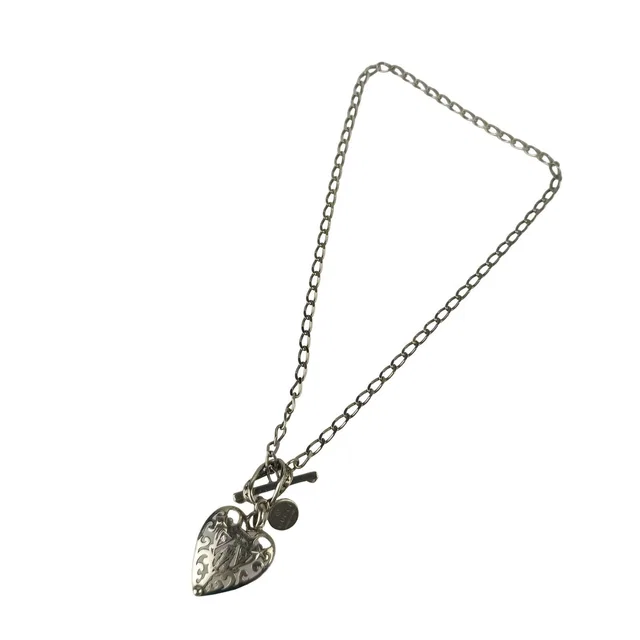 Gucci Necklace Crest Heart Silver Pendant Toggle in Silver from The Reluxe