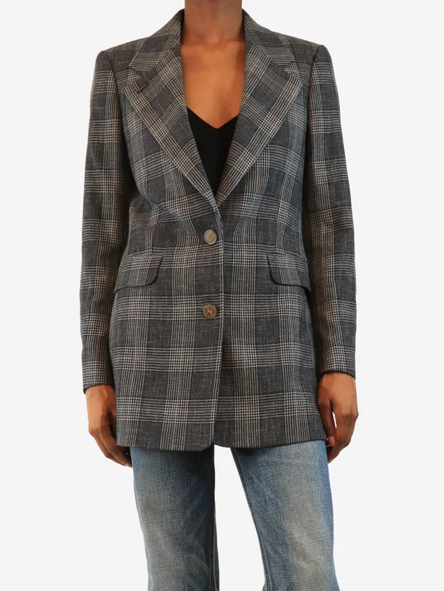 Acne Studios Grey check blazer - size UK 6 in Grey Wool from Sign of the Times