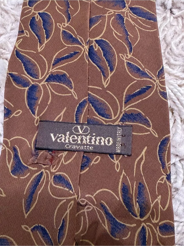 Valentino Garavani Cravatte Silk Tie Mens Brown Navy Floral 56” X 4” Made Italy in blue|red|brown Silk from Poshmark