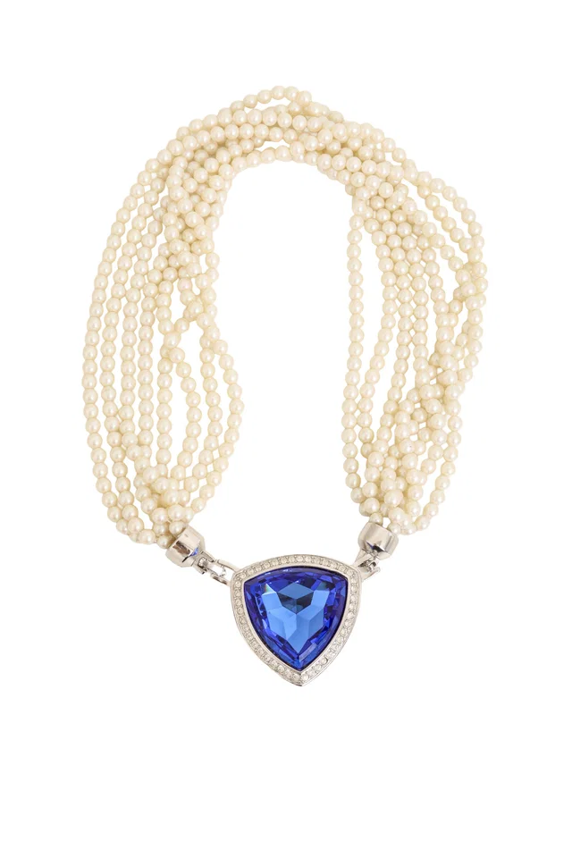 Saint Laurent Pearl Torsade Crystal Collar Necklace from Recess LA