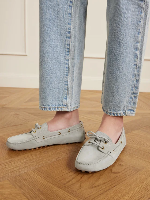 TOD'S Gommino suede boat shoes in Blue, photo 2 of 2 from NET-A-PORTER (Canada)