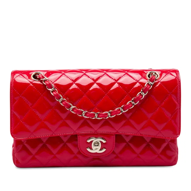 Red Chanel Medium Classic Patent Double Flap Shoulder Bag in Red Patent leather from Designer Revival, photo 1 of 1