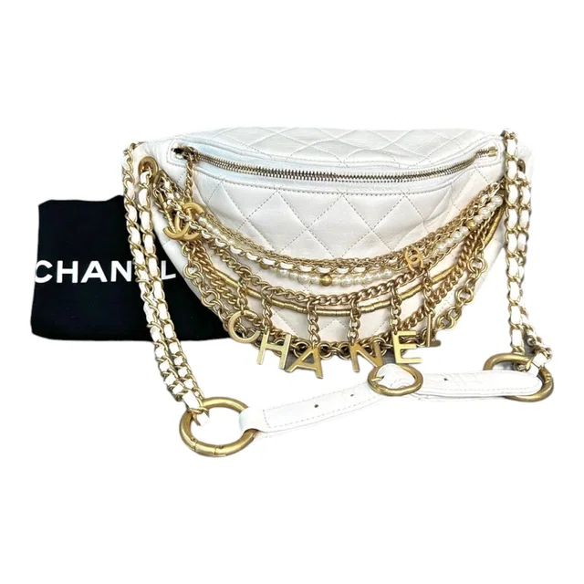 Chanel White All About Chains Waist Bag in White from Luxury Promise