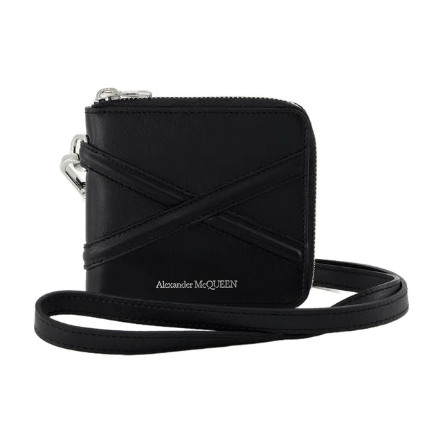 Alexander McQueen Zip Around Calfskin Wallet — Black in Black Calfskin from HEWI