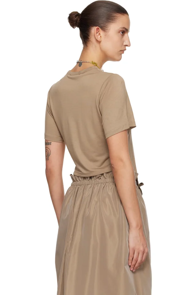 Simone Rocha Tan Bow Tail Easy T-shirt, photo 3 of 4 from SSENSE