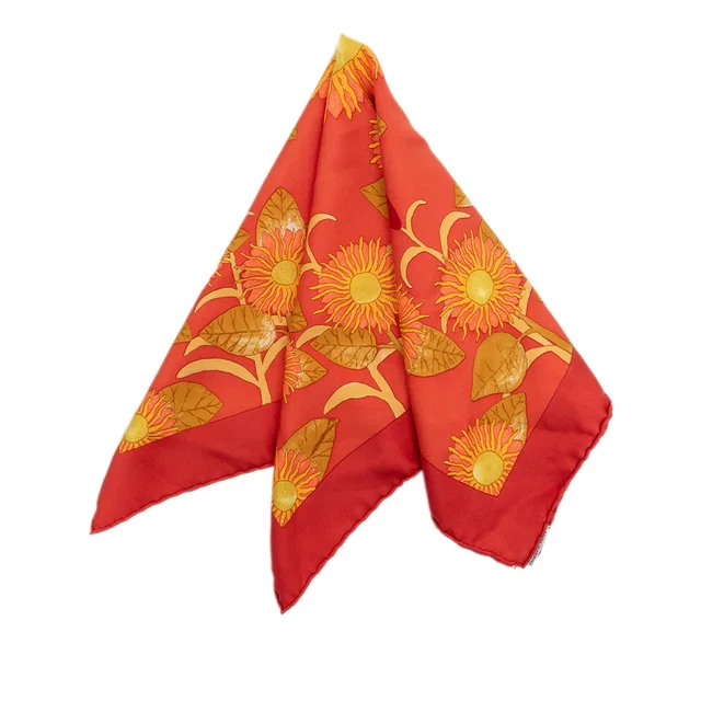 Orange Hermès Tourne Sols Silk Handkerchief in Orange Silk from Designer Revival