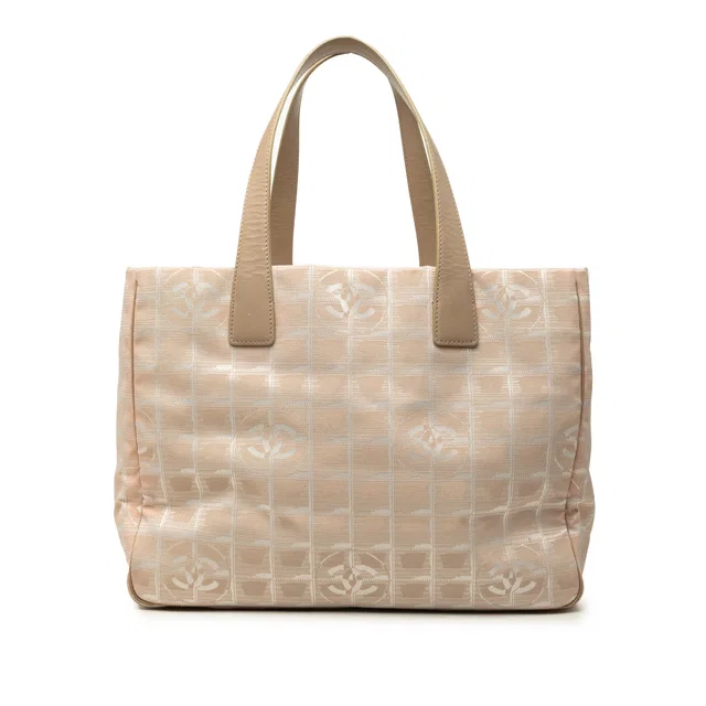 Beige Chanel New Travel Line Nylon Tote in Beige Nylon from Designer Revival