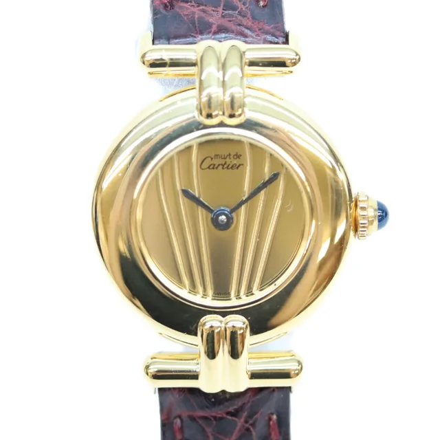 Cartier Must Colisee SM Vermeil Gold Dial Watch in Gold Leather from The Reluxe