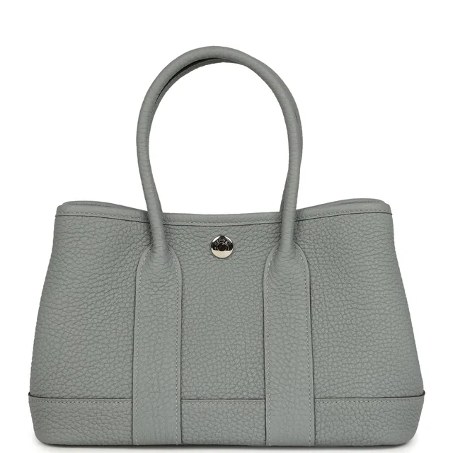Hermès Garden Party Neo 23 Gris Pantin Negonda Palladium Hardware in Grey Leather from Madison Avenue Couture