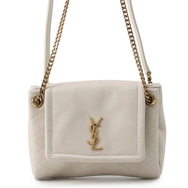 Saint Laurent Nolita Chain Shoulder Bag White672738 Lambskin Size Mini in Lambskin from GALLERY RARE