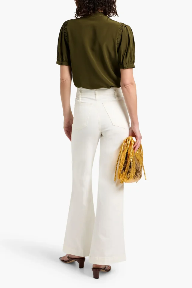 Frame The Seamed High-Rise Wide-Leg Jeans in Ivory, photo 3 of 4 from THE OUTNET