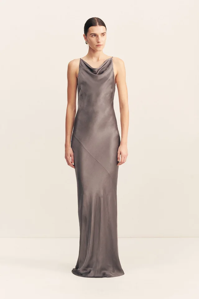 Shona Joy LA LUNE HIGH NECK COWL MAXI DRESS - GRAPHITE from Shona Joy, photo 1 of 1