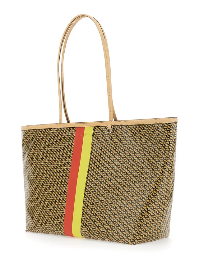 TORY BURCH 'The Racer' Multicolor Tote bag with All-Over Print and Stripes In Cotton Blend for Women in Multicolor 81% Cotton 19% Linen, photo 4 of 10 from Gaudenzi Boutique