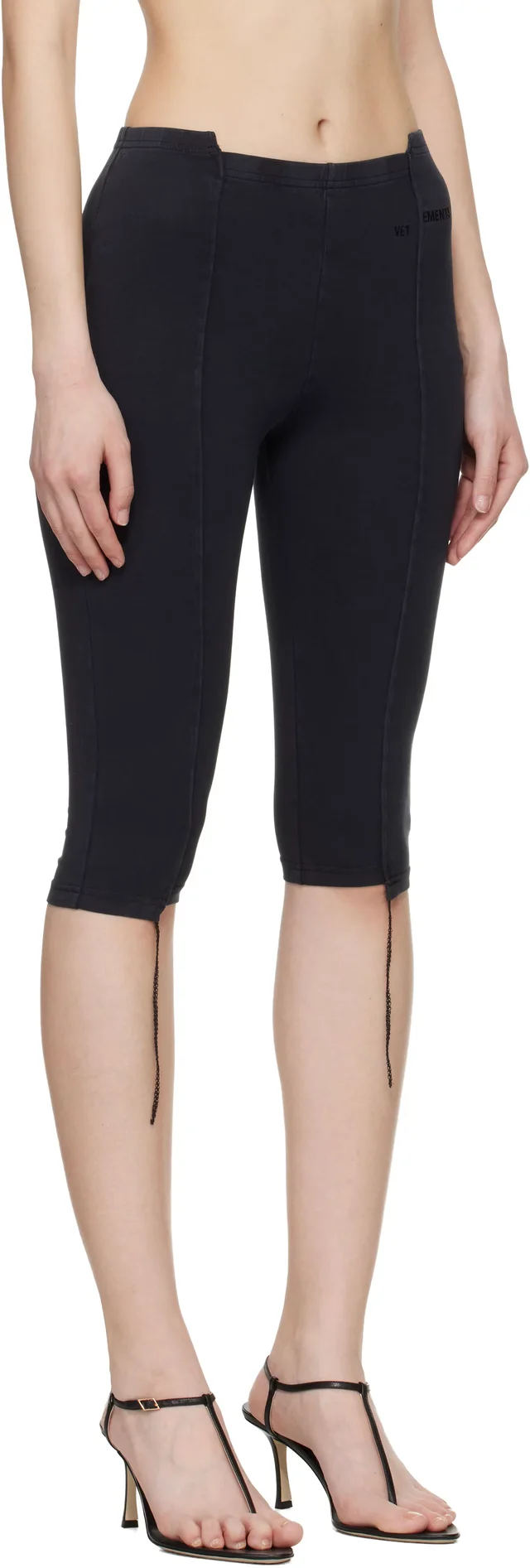 VETEMENTS Black Cut-Up Capri Trousers, photo 2 of 4 from SSENSE