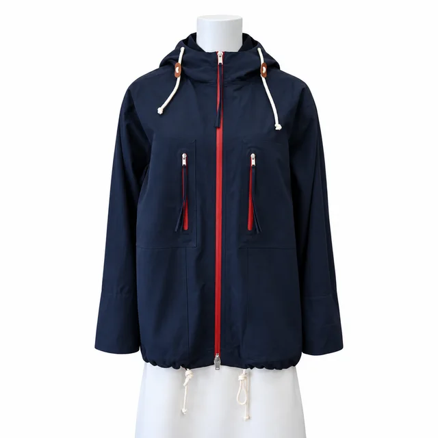 Jil Sander Blue Hooded Canvas Zip Jacket from Clotheshorse Anonymous