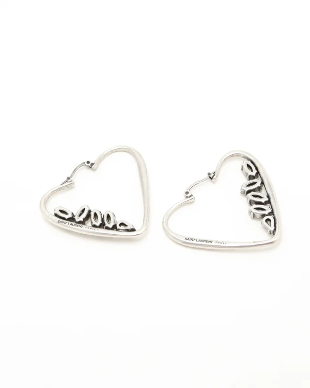 Saint Laurent Rhinestone Heart Hoop Earrings from A Retro Tale, photo 2 of 3
