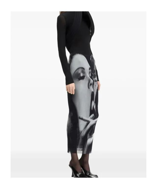 Jean Paul Gaultier Mesh Smoking Print Skirt, photo 3 of 5 from SENSER