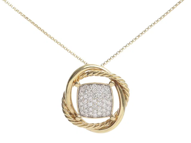 David Yurman 18K Yellow Gold Pavé Diamond Medium Infinity Pendant Necklace in Yellow from Ann's Fabulous Finds