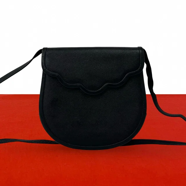 Saint Laurent Vintage Leather Shoulder Bag Pochette Crossbody Black in Black Leather from The Reluxe