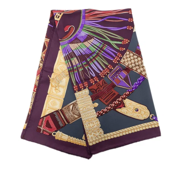 Purple Hermès Ceintures Et Liens Silk Scarf 90 Scarves in Purple Silk from Designer Revival