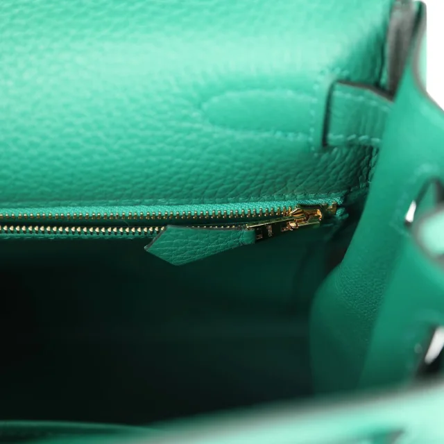 Hermès Kelly Retourne 28 Vert Vertigo Clemence Gold Hardware in Green Clemence leather from Madison Avenue Couture, photo 9 of 9