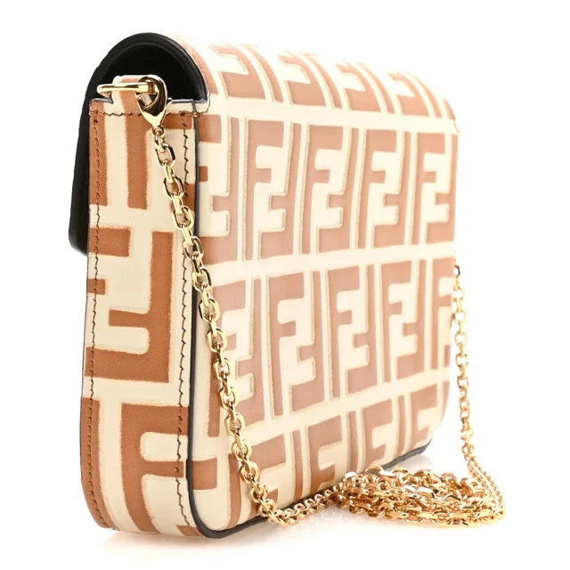 Fendi FF Diamonds Wallet On Chain Camellia Caramel in Calfskin from FASHIONPHILE, photo 3 of 11