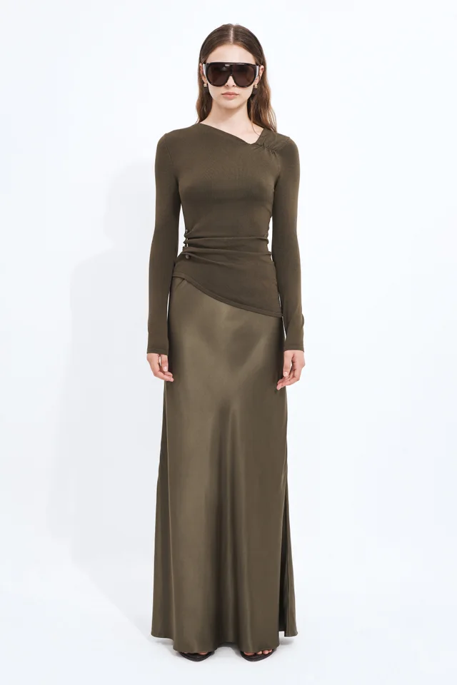 Aje Studio Lana Bias Maxi Skirt in Green from Aje, photo 1 of 1