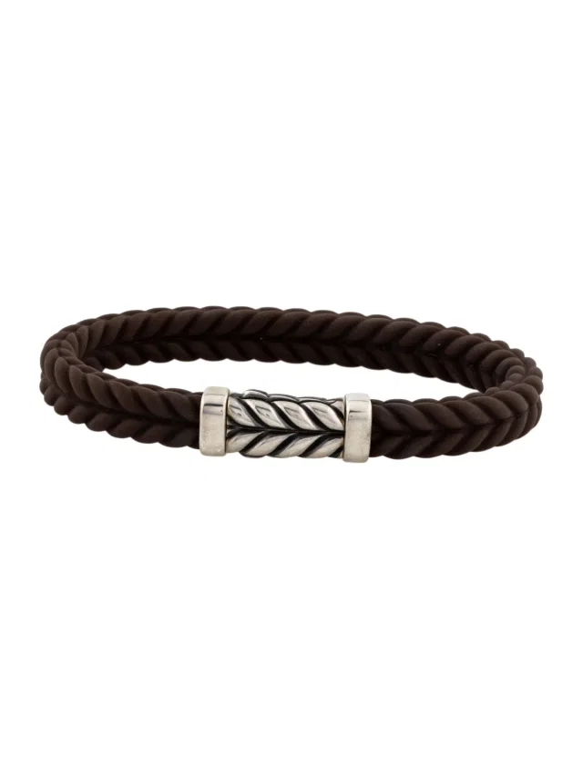 David Yurman Rubber Chevron Bracelet, 7.5" in brown|red from The RealReal
