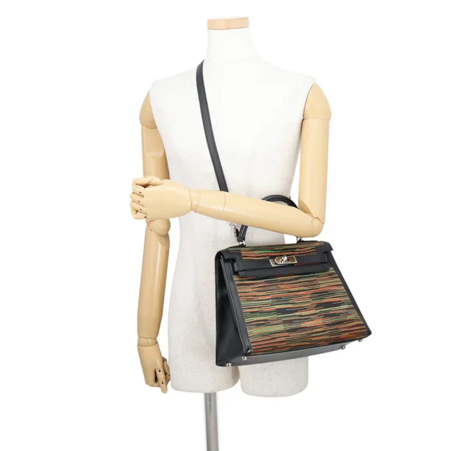 Hermès Kelly Sellier Black/Orange/Green Vibrato Gulliver Size 28 in Black from GALLERY RARE, photo 5 of 21
