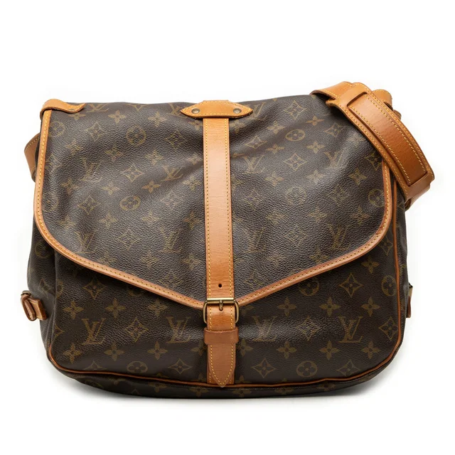 Brown Louis Vuitton Monogram Saumur 35 Crossbody Bag in Brown Coated canvas from Designer Revival
