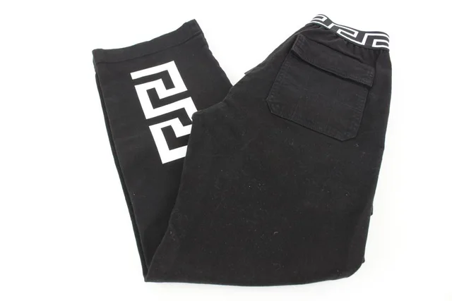 Versace Boys 12A Black x White Greca Boy's Trousers Pants in Black from Bagriculture