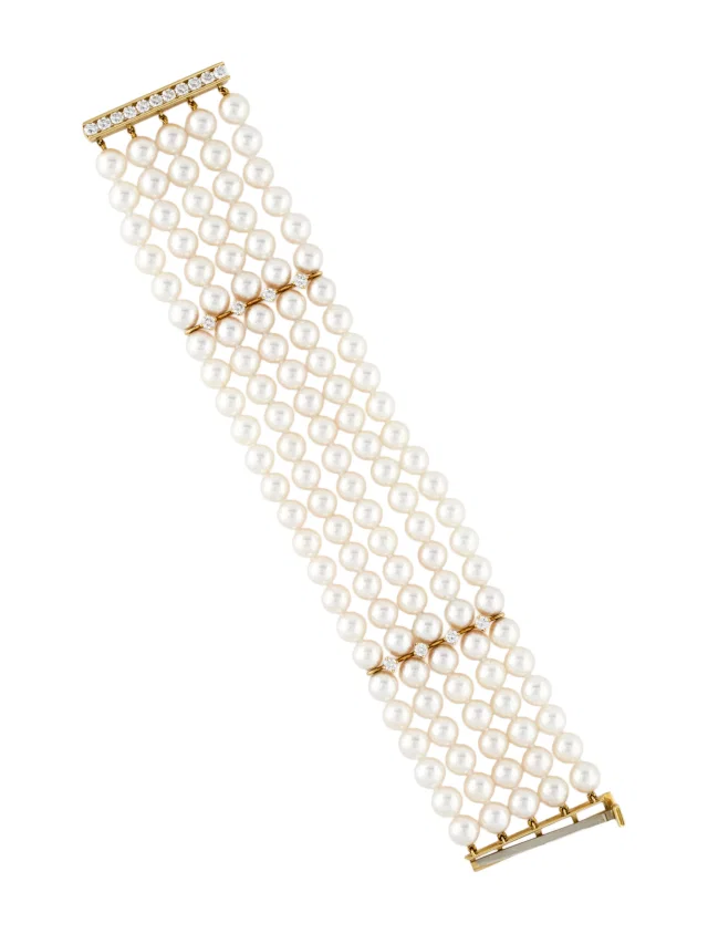 Mikimoto 18K Diamond & Pearl Bracelet, 6.5" in multicolor from The RealReal