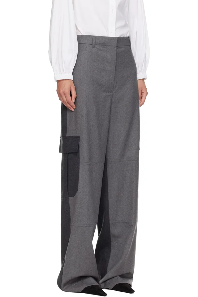 Stella McCartney Gray Paneled Slouchy Cargo Pants, photo 2 of 4 from SSENSE