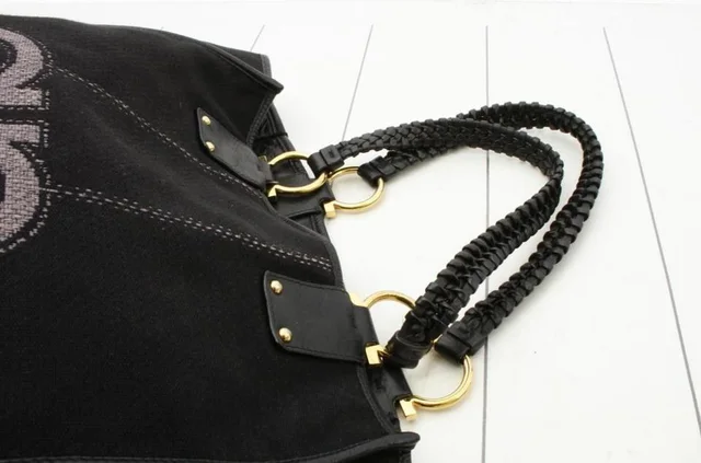 Ferragamo Black Gancini Logo Shopper Tote in Black from Bagriculture