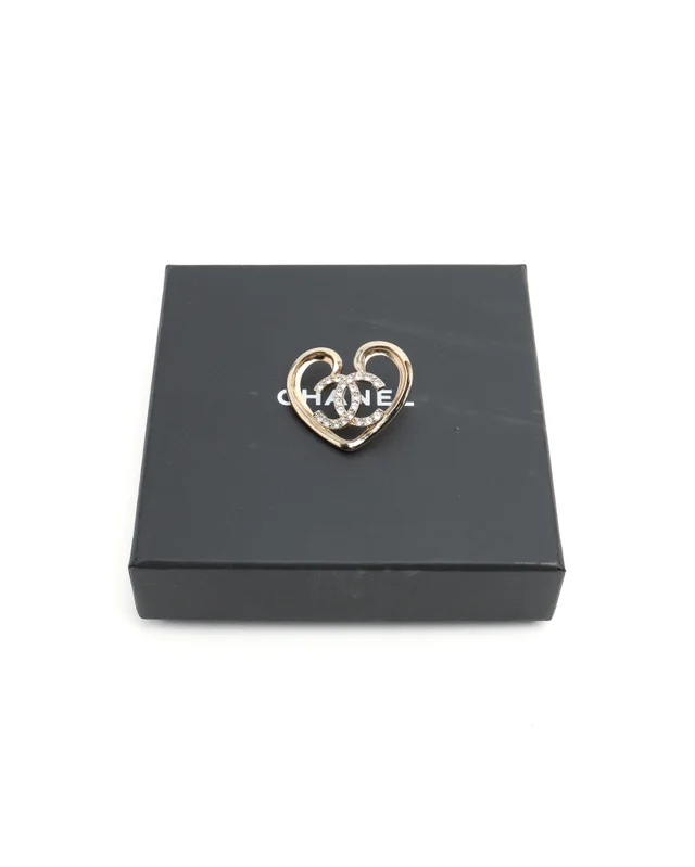 Chanel Coco Mark Rhinestone Heart Earrings from A Retro Tale, photo 4 of 4
