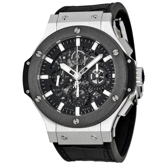 Hublot Big Bang Aero Steel Chronograph Automatic Mens Watch 311.SM.1170.GR in black Crocodile from Jomashop.com