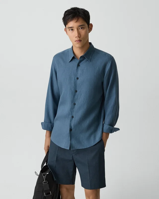 Theory Irving Shirt in Relaxed Linen in BERING 100% Linen, photo 7 of 12 from Theory