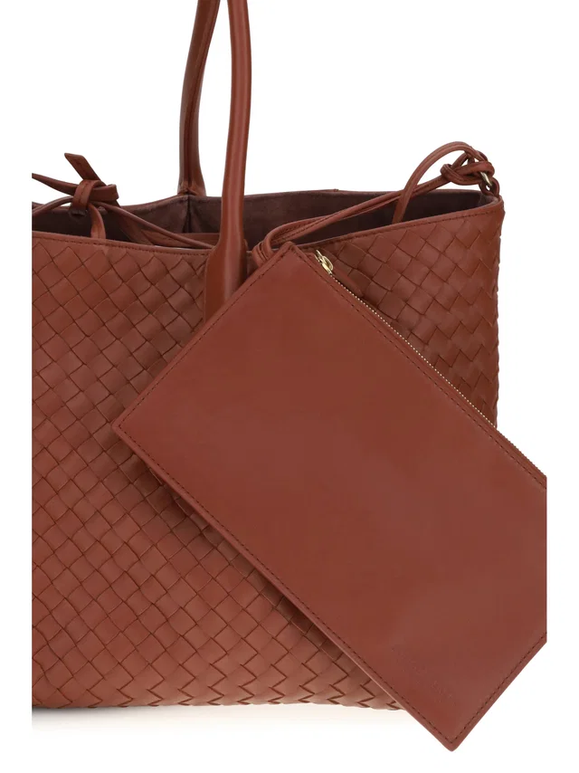 Bottega Veneta Pinacoteca Tote Bag — Rust Calf Leather in Calfskin from HEWI