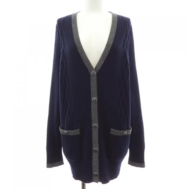 Chanel 18A Long Cardigan Navy in Navy Cashmere from The Reluxe